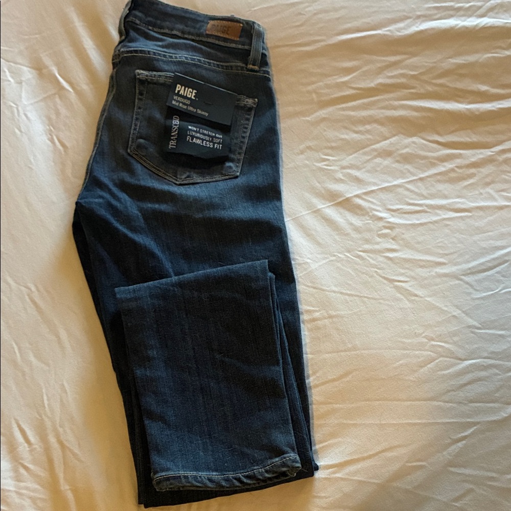 PAIGE Dark Blue Ankle & Cropped Jeans